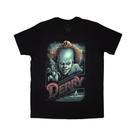 Camiseta Unissex De Algodão Preto Com Gola Redonda E Manga Curta IT Pennywise Derry Para Homens E Camiseta Unissex De Algodão Preto Com Gola Redonda E Manga Curta IT Pennywise Derry Para Homens E