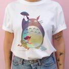 Camiseta Unissex De Verão De Manga Curta Studio Ghibli Totoro Harajuku Kawaii Casual E Confortável