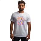 Camiseta Unissex Desenho gato feliz Camiseta Unissex Desenho gato feliz