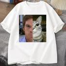 Camiseta Unissex Engraçada Com Estampa De Gato Dexter Morgan, Manga Curta, Gola Redonda, Estilo