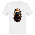 Camiseta Unissex Halloween Gato Preto Espelho Macabro