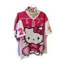 Camiseta Unissex Hello Kitty Com Decote Em V, Moda Cartoon, Roupas Esportivas Soltas E Leves Para O