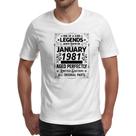 Camiseta Unissex Legends Were Born JAN-1981
