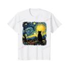 Camiseta Van Gogh Gato Noite Estrelada Para Amantes De Gatos, Moda Casual De Verão, Caimento Solto, Camiseta Van Gogh Gato Noite Estrelada Para Amantes De Gatos, Moda Casual De Verão, Caimento Solto,