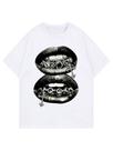 Camiseta Verdusa Graphic Lips Print dos anos 2000 para mulheres branca Camiseta Verdusa Graphic Lips Print dos anos 2000 para mulheres branca