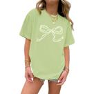 Camiseta Weripoah Bow Graphic para meninas, casual de verão, com abacate Camiseta Weripoah Bow Graphic para meninas, casual de verão, com abacate