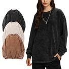 Camiseta Wyeysyt Oversize Acid Wash 100% algodão para mulheres