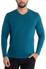 Camiseta X RAY de manga comprida com decote em V 95% algodão para homens Teal M