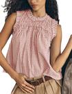 Camiseta xadrez Top OPCAKM Babydoll sem mangas de algodão peplum