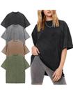 Camiseta Yimoon Oversize Acid Wash Boyfriend de algodão feminina XXL