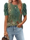 Camiseta Zeagoo com estampa floral e gola redonda e manga curta para mulheres