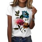Camiseta ZOCANIA para mulheres com gola redonda e mangas curtas, floral