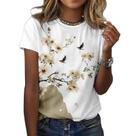 Camiseta ZOCANIA para mulheres com gola redonda e mangas curtas, floral