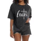Camiseta Zoemghc Faith Can Move Mountains para mulheres - preta
