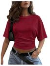 Camisetas casuais Crop Top BEAUDRM Y2k Sexy Ruched Dolman Camisetas casuais Crop Top BEAUDRM Y2k Sexy Ruched Dolman