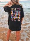 Camisetas Casuais De Algodão Para Mulheres No Verão Com Estampa Grateful Thankful Blessed, Modelagem