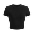 Camisetas Cropped Femininas Y2K De Algodão Sólido Com Manga Curta E Alta Elasticidade, T-Shirt