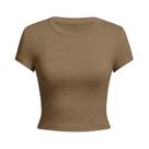 Camisetas Cropped Femininas Y2K De Algodão Sólido Com Manga Curta E Alta Elasticidade, T-Shirt Camisetas Cropped Femininas Y2K De Algodão Sólido Com Manga Curta E Alta Elasticidade, T-Shirt
