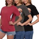 Camisetas de amamentação Ecavus femininas, pacote com 3 unidades para amamentação