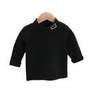 Camisetas De Manga Longa De Fleece Com Gola Alta Para Crianças, Outono E Inverno, Tops Sólidos