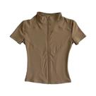 Camisetas De Yoga Femininas De Secagem Rápida E Modeladoras, Alta Qualidade, Gola Alta, Zíper