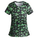 Camisetas esfoliantes do Dia de São Patrício para mulheres com decote em V e manga curta