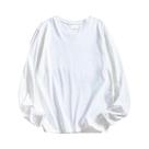 Camisetas Femininas Brancas E Pretas De Algodão Com Gola Redonda E Manga Comprida, Macias E Casuais