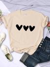 Camisetas Femininas Com Estampa De Coração Preto, Manga Curta, Casual, Respirável, Macia, Streetwear Camisetas Femininas Com Estampa De Coração Preto, Manga Curta, Casual, Respirável, Macia, Streetwear