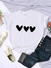 Camisetas Femininas Com Estampa De Coração Preto, Manga Curta, Casual, Respirável, Macia, Streetwear