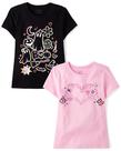 Camisetas femininas com estampa de Halloween The Children's Place, pacote com 2 camisetas XXL Camisetas femininas com estampa de Halloween The Children's Place, pacote com 2 camisetas XXL