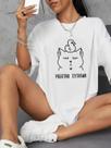 Camisetas Femininas com Roteiro Russo - 100% Algodão, Manga Curta, Casual e Soltinha Camisetas Femininas com Roteiro Russo - 100% Algodão, Manga Curta, Casual e Soltinha