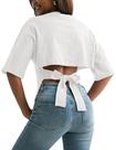 Camisetas femininas Crop Top Motrend Y2K de algodão branco com costas abertas