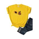 Camisetas Femininas de Verão - Manga Curta, Estampas de Girassol, Borboleta e Coração
