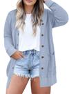 Camisetas femininas Eytino, tamanho grande, manga comprida, azul claro