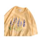 Camisetas Femininas Grandes de Algodão - Estampa de Lavanda, Manga Curta e Gola Redonda