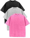 Camisetas Flygo Boys Girls, pacote com 3, algodão, verão, 5 a 6 anos, preta+cinza e rosa