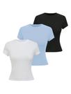 Camisetas justas COZYEASE para meninas, pacote com 3, verão, azul básico, 10 anos