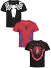 Camisetas Marvel Spider-Man Miles Morales Venom Kit com 3
