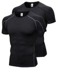 Camisetas masculinas de compressão, pacote com 1/2, blusas de treino de manga curta, camisetas atléticas de camada básica, equipamentos esportivos para academia