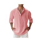 Camisetas Masculinas De Manga Longa Em Algodão E Linho Leves, Estilo Henley, Para Praia E Casual, Camisetas Masculinas De Manga Longa Em Algodão E Linho Leves, Estilo Henley, Para Praia E Casual,