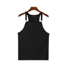 Camisetas Sem Mangas De Cor Sólida Para Homens, Tops De Botão Tricotados, Moda Casual De Rua, Moda