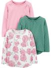 Camisetas Simple Joys by Carter's Girls de manga comprida 3T (pacote 3)