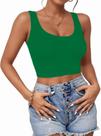 Camisetas sin Mangas AURUZA Crop Tops Verde Brillante Talla Grande Camisetas sin Mangas AURUZA Crop Tops Verde Brillante Talla Grande