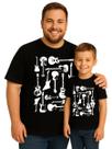Camisetas Tal Pai Tal Filho Guitarras Adulto e Infantil Papai Tamanho Especial Plus Size