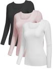 Camisetas YYA Basic de manga comprida, térmicas, quentes para mulheres, 3 peças Camisetas YYA Basic de manga comprida, térmicas, quentes para mulheres, 3 peças