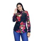 Camisete Feminina Manga Longa Estampada e Bordada com Pedras-Os Vaqueiros
