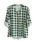 Camisete Feminina Plus Size /Camisa Blusa Social Estampada Xadrez 2543pai