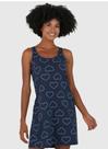 Camisola 100% algodão, azul marinho com corações, tamanho M