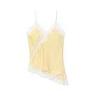 Camisola Assimétrica Amarela De Renda Sem Mangas E Costas Descobertas Para Mulheres, Top Sexy Com