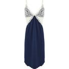 Camisola azul marinho com renda bege